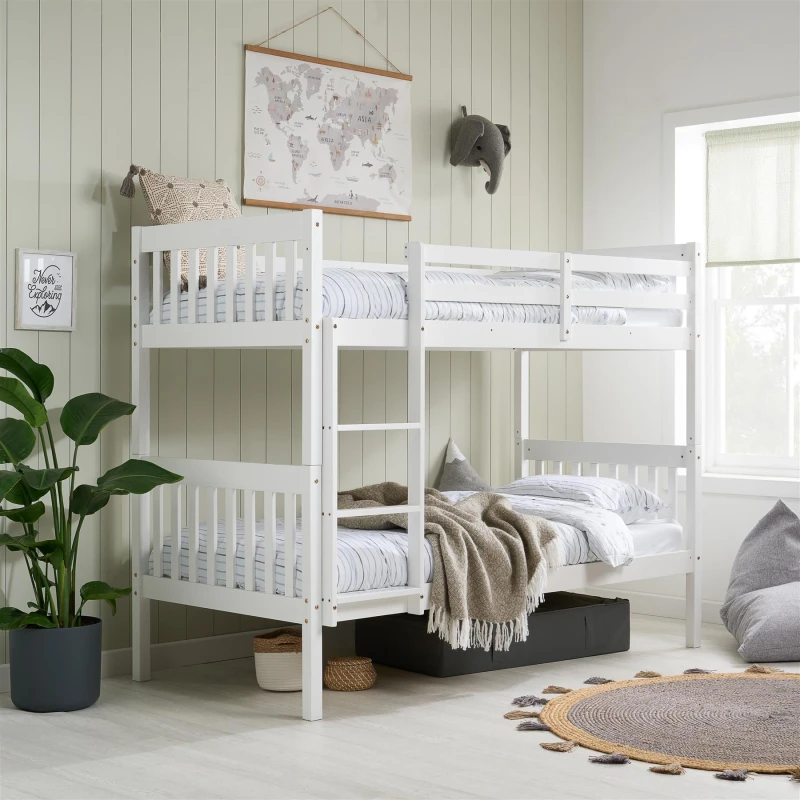 Image of Birlea Benji White Wooden Bunk Bed Frame - 3ft Single