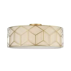 Image of Messina Semi Flush Cylindrical Ceiling Lamp Gold, 5 Light, E27