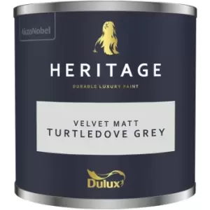 Image of Dulux Heritage Velvet Matt Turtledove Grey Matt Emulsion Paint 125ml