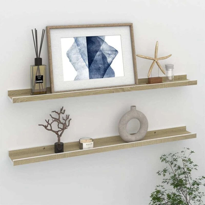 Image of VIDAXL Vidaxl - Wall Shelves 2 pcs White and Sonoma Oak 80x9x3cm 8720286417928