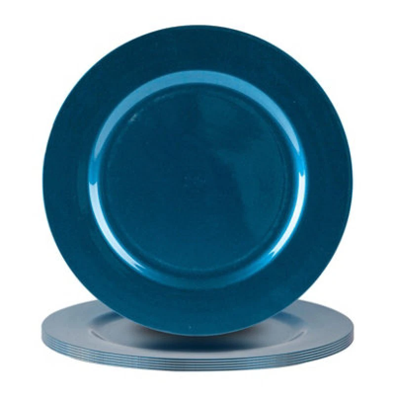 Image of Argon Tableware Metallic Charger Plates - 33Cm - Blue - Pack Of 6