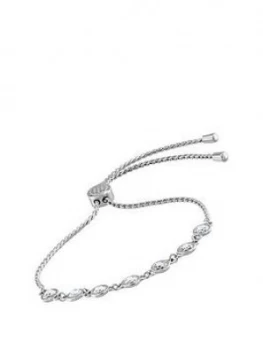 Image of Tommy Hilfiger Classic Silver Plated And Cubic Zirconia Ladies Toggle Bracelet