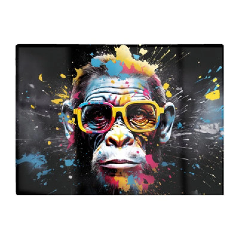 Image of Warren Reed Designer Coloured Splashart Monkey Face Glass Chopping Board