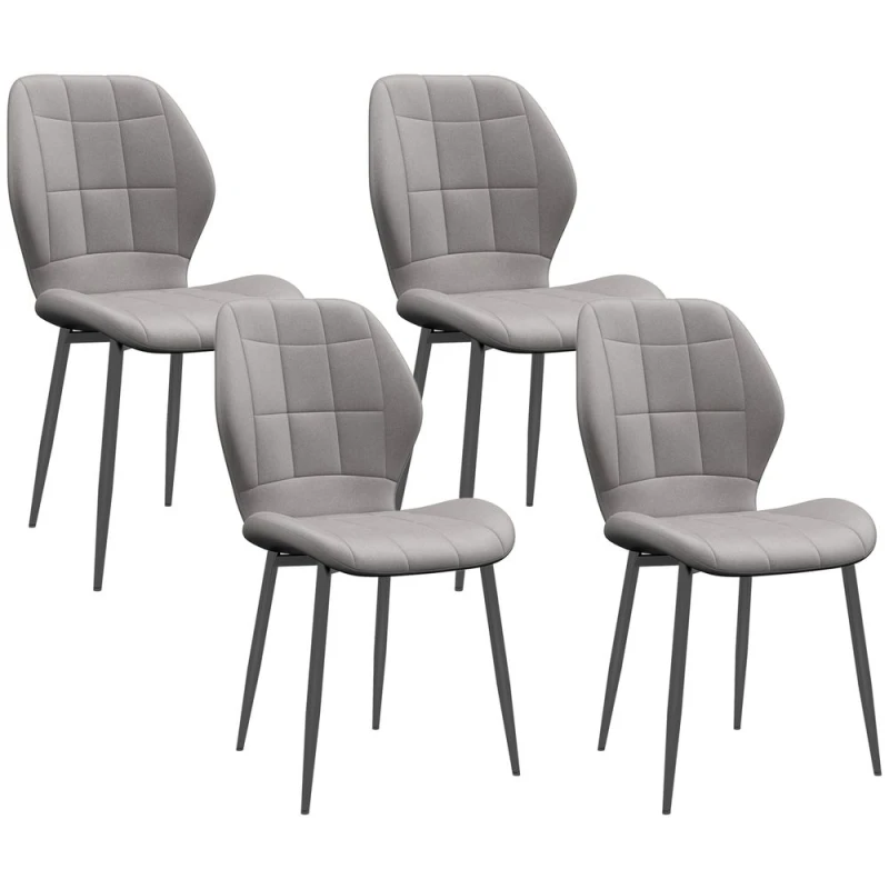 Image of HOMCOM HOMCOM Dining Chairs Set of 4, Modern Style with Backs and Steel Legs in Light Grey Light Grey One Size Unisex 5056725536879