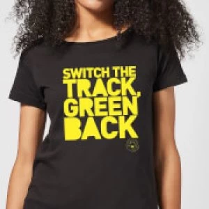 Image of Danger Mouse Switch The Track Green Back Womens T-Shirt - Black