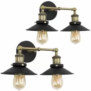 Image of Minisun - 2 x 21032 Colonial s/pk A/Brass/BLK Twin Wall light