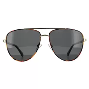 Image of Aviator Gold Havana Grey Polarized Sunglasses