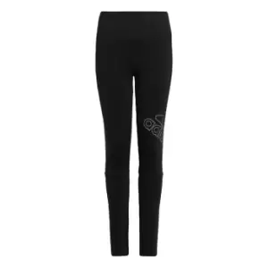Image of adidas Winter Glam Warm Leggings Kids - Black / Matt Purple Met.