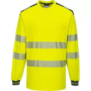 Image of Portwest HiVisTex Pro Long Sleeved T Shirt Yellow / Navy M