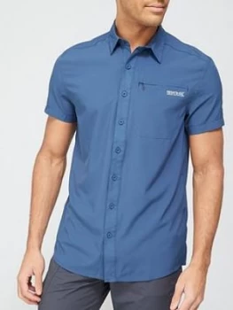 Image of Regatta Kioga Short Sleeve Shirt - Blue, Size S, Men