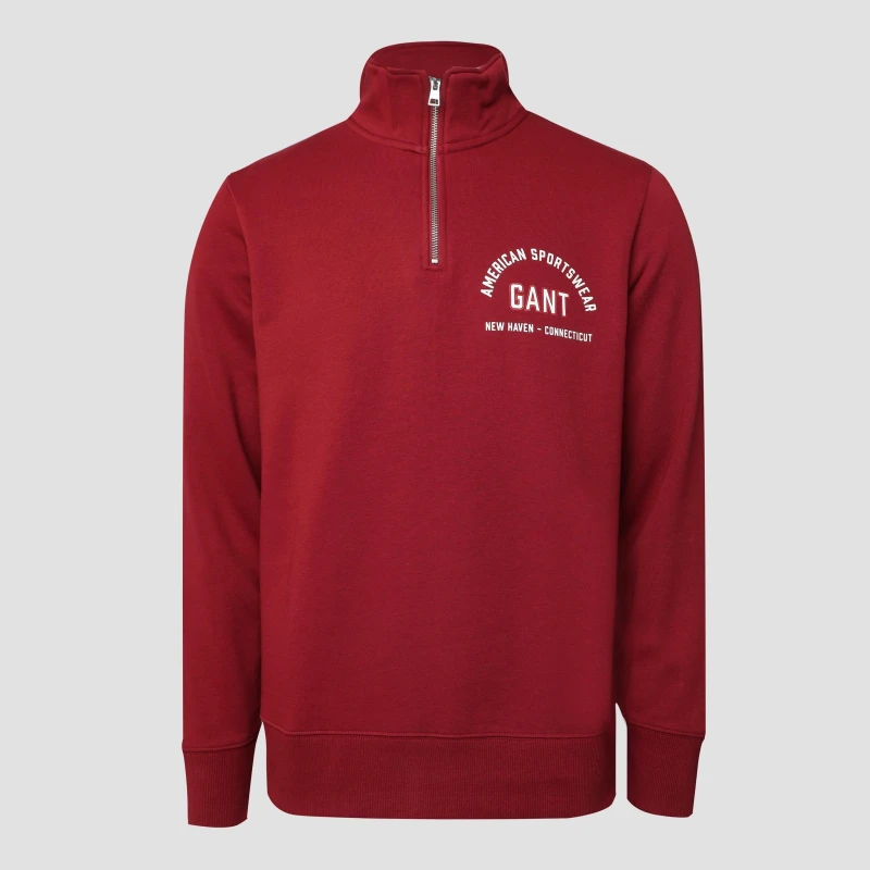 Image of Gant Printed Graphic Half Zip Sweatshirt Red male S