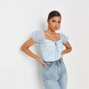 Image of Missguided Waist Ss Blouse Chiffon Ditsy - Multi
