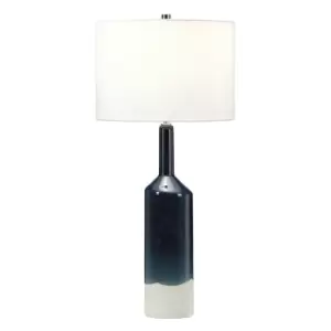 Image of Table Lamp Blue White Bottle Shape Cylinder White Shade LED E27 60W Bulb