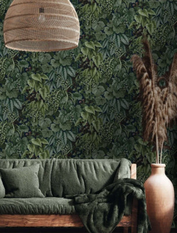 Image of Holden Decor Living Wall Tropical Leaves Foliage Botanical Leaf Jungle Navy Wallpaper Navy
