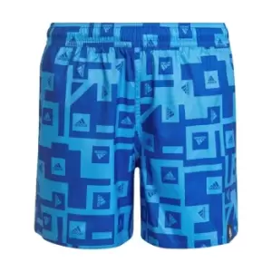 Image of adidas Must Have Graphic Swim Shorts Kids - Blue