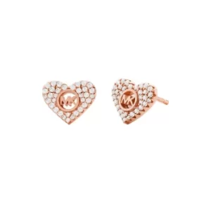 Image of Michael Kors 14k Rose Gold-Plated Sterling Silver Pave Heart Stud Earrings