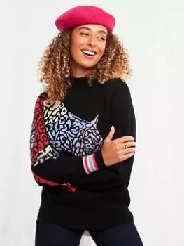Image of Joe Browns Animal Graphic Jumper -black, Black, Size 18, Women