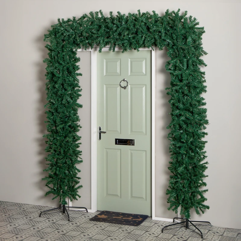 Image of 8ft (2.40m) Samuel Alexander Single Door Plain Green Flat Top Christmas Tree Arch with 2000 Tips