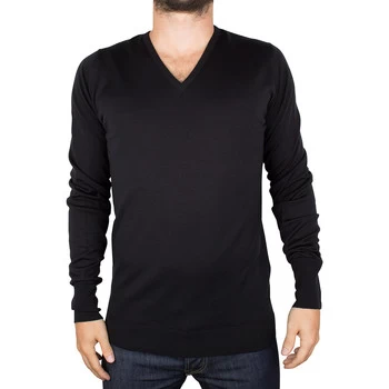 Image of John Smedley Bobby V-Neck Knit mens Sweater in Black - Sizes UK S,UK M,UK L,UK XL,UK XXL