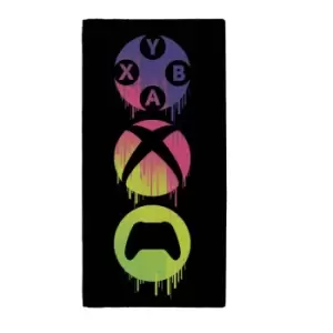 Image of Xbox Official Merchandise Drips Towel 70x140cm Multicolour 100% Cotton - Black