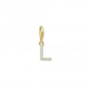 Image of Charmista White Gold Plated Zirconia Letter L Charm Pendant 1975-414-14