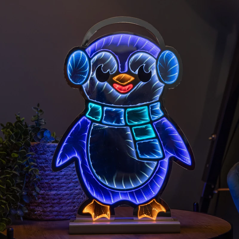 Image of 40cm Light up Penguin Infinity Christmas Decoration with Blue and White LEDs