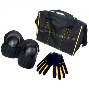 Image of Kunys Tool Bag Knee Pads Work Gloves Set
