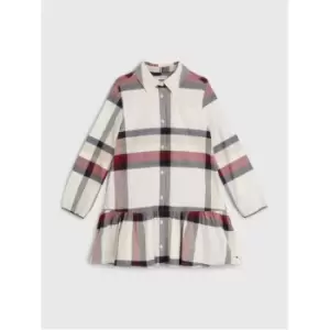 Image of Tommy Hilfiger Hilfiger Check Shirt Dress - White