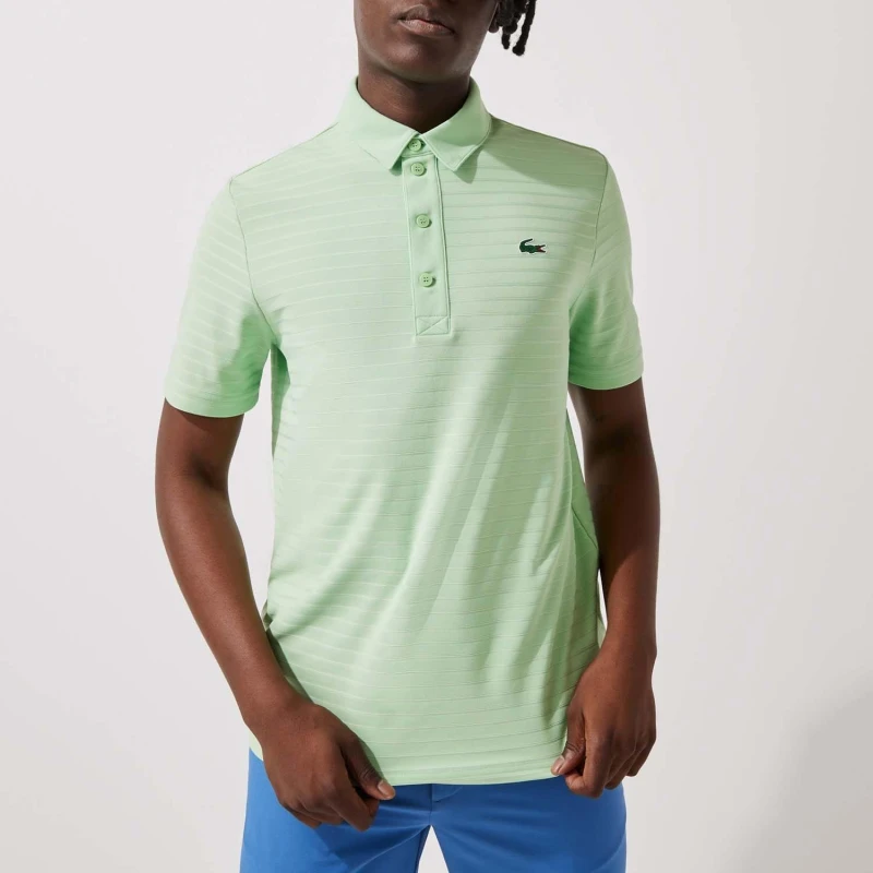Image of Lacoste Textured Breathable Golf Polo Shirt - Green Green XS