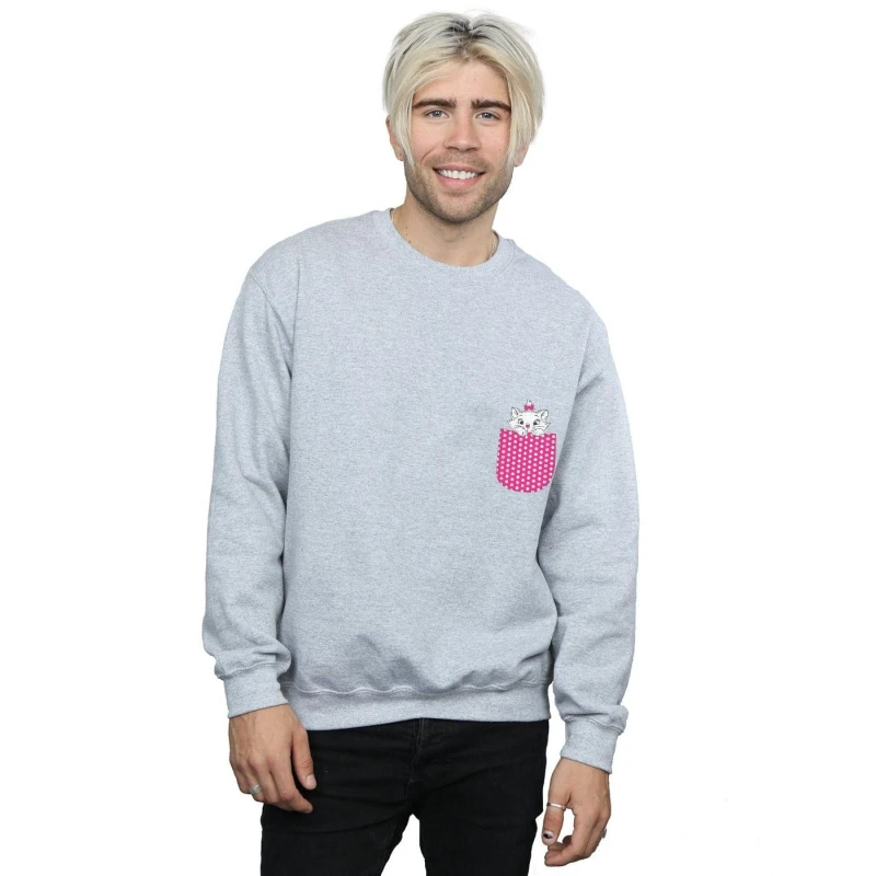 Image of Disney Men Aristocats Marie Chest Sweatshirt in Grey Size: Small Grey S Male 5057864087246