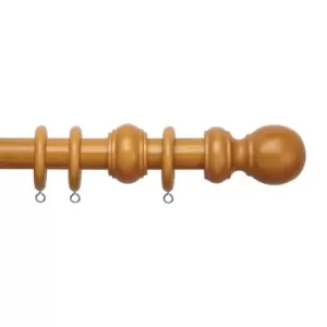 Image of Classic Circular Finial Wood Fixed Curtain Pole 28mm