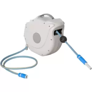 Image of Retractable Hose Reel Wall Mounted w/ Lead-in Hose and Handle, 10m - Grey - Outsunny