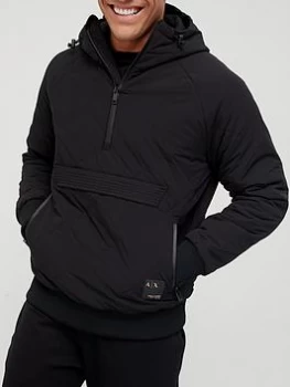 Image of Armani Exchange Gold Patch Logo Polo Pullover Jacket Black Size M Men