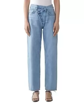 Image of Agolde Criss-Cross High Rise Straight Leg Jeans in Suburbia