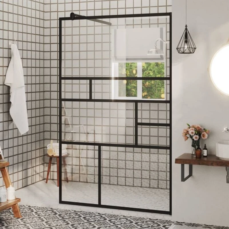 Image of VIDAXL vidaXL Walk-in Shower Wall with Clear ESG Glass 100x195cm Black 8720286416105