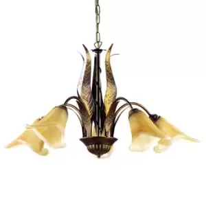 Image of Alga Multi Arm Pendant Ceiling Light, Glass Shades, 5x E14