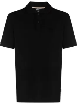 Image of BOSS Pallas embroidered logo polo shirt Black
