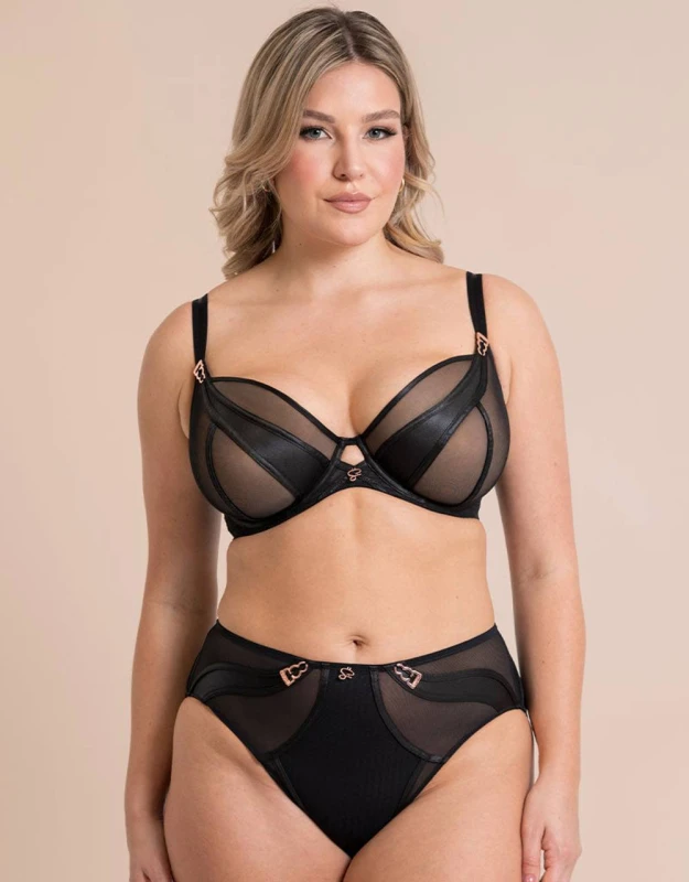 Image of Scantilly Womens Suspense Plunge Bra in Black Size: 40F Black Female 40F