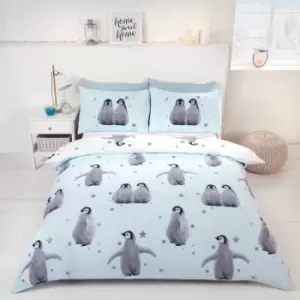 Image of Starry Penguins Ice Duvet Set - King