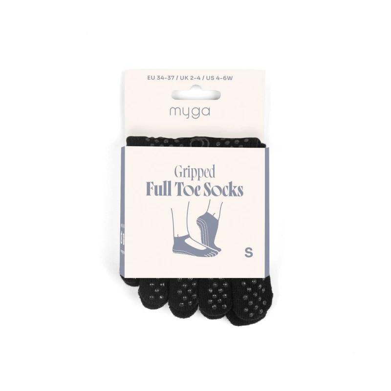 Image of Myga Pack of 3 Yoga Toe Socks Black unisex XL