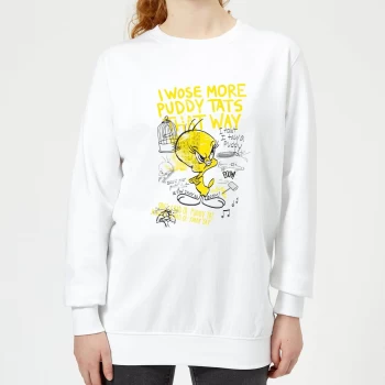 Image of Looney Tunes Tweety Pie More Puddy Tats Womens Sweatshirt - White - XL