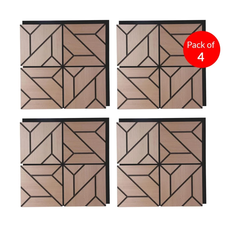 Image of ENER-J EchoGrid Acoustic Wall Panel PET MDF Size 610 x 610mm (Pack of 4) in Light Brown Light Brown Unisex