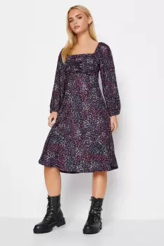 Image of Petite Ditsy Print Ruched Front Mini Dress