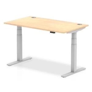 Image of Trexus Sit Stand Desk With Cable Ports Silver Legs 1400x800mm Maple