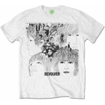 Image of The Beatles Mens Revolver Album Cover White T-Shirt X Large