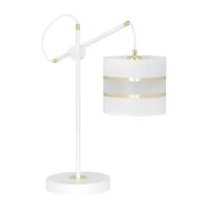 Image of Emibig Korno White Table Lamp with Round Shade with Black, Gold Fabric Shades, 1x E27