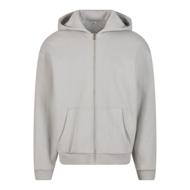 Image of Build Your Brand Mens Fluffy Full Zip Hoodie in Grey Size: XS Grey Male XS