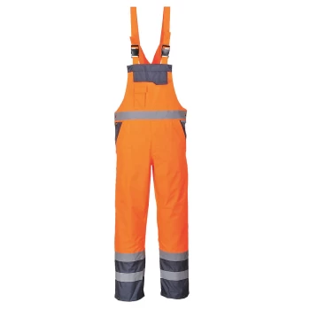 Image of Oxford Weave 300D Class 2 Hi Vis Contrast Bib and Brace Orange / Navy S