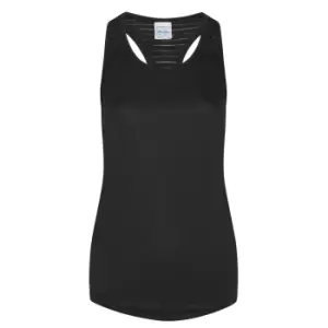 Image of AWDis Just Cool Womens/Ladies Girlie Smooth Workout Sleeveless Vest (M) (Jet Black)