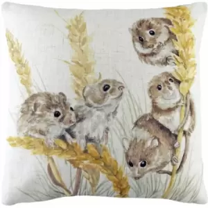 Image of Evans Lichfield - Woodland Fieldmice Watercolour Print Cushion Cover, Multi, 43 x 43 Cm